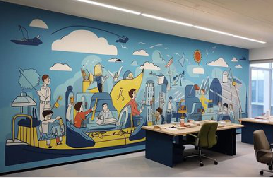 合阳办公室墙绘的特点。